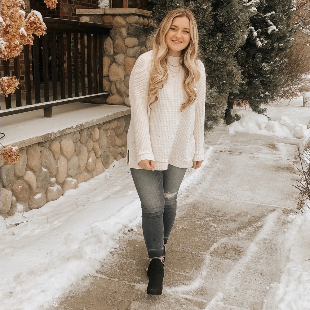 VESTIQUE WAFFLE KNIT SWEATER TUNIC